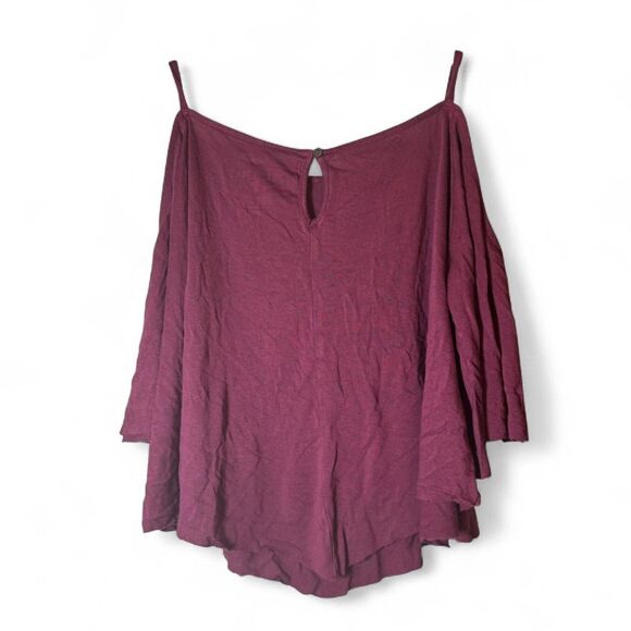 American Eagle Burgundy Cold Shoulder Top Size M - Picture 2 of 5